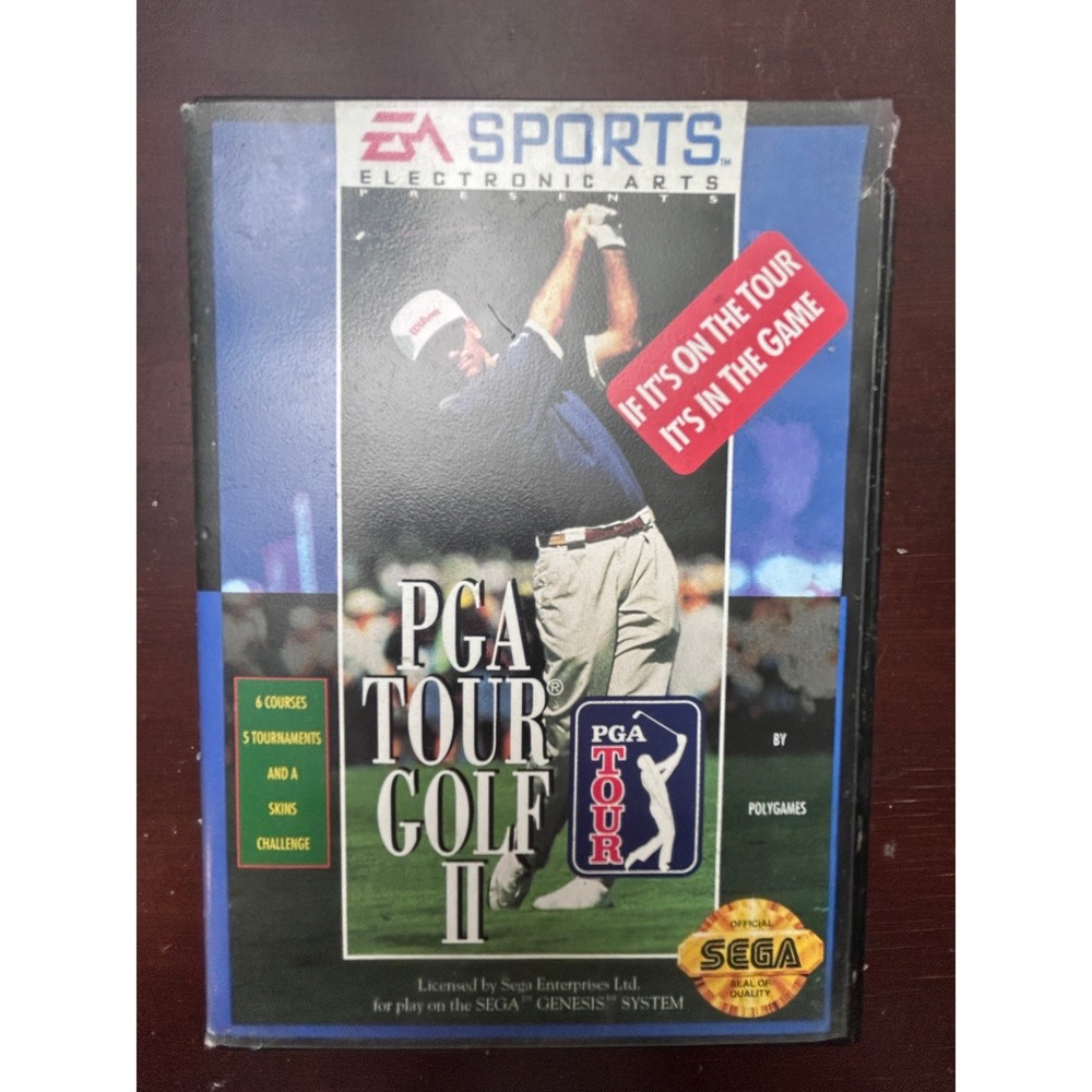 PGA Tour Golf II Sega Genesis 1992 EA Sports Video Game with Case 7155A